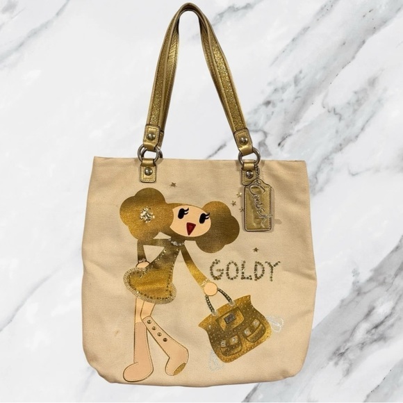 COACH Poppy Goldy Tote Rare Discontinued Vintage Y2K 15545 - Picture 1 of 14